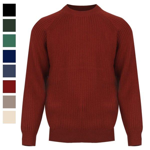 男性マドレーヌラグラン長袖ラウンドニットTシャツ AT-KN-Q037-レッド