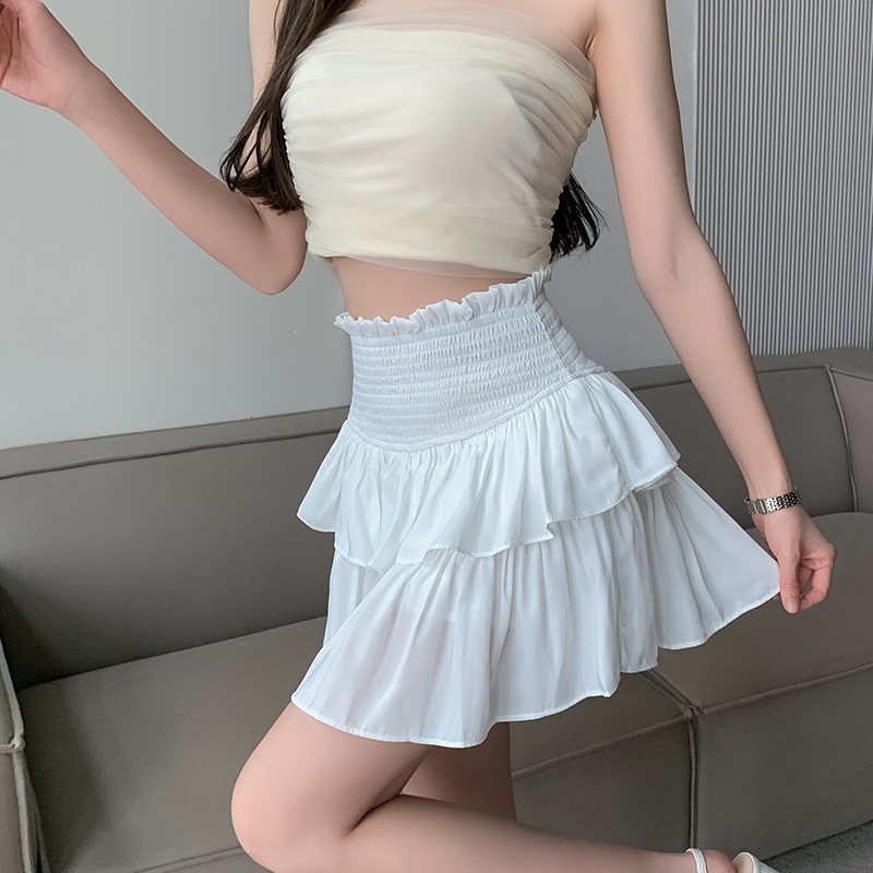 【1つ買うと10つ無料】夏のバレエガールスタイルの弾性ケーキスカートファッショナブルな二重層短いスカート