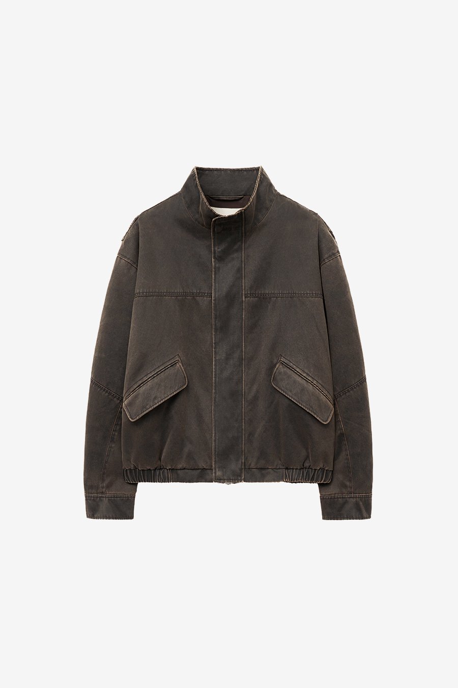 【INSILENCE】 WASHED ECO LEATHER JUMPER : BROWN