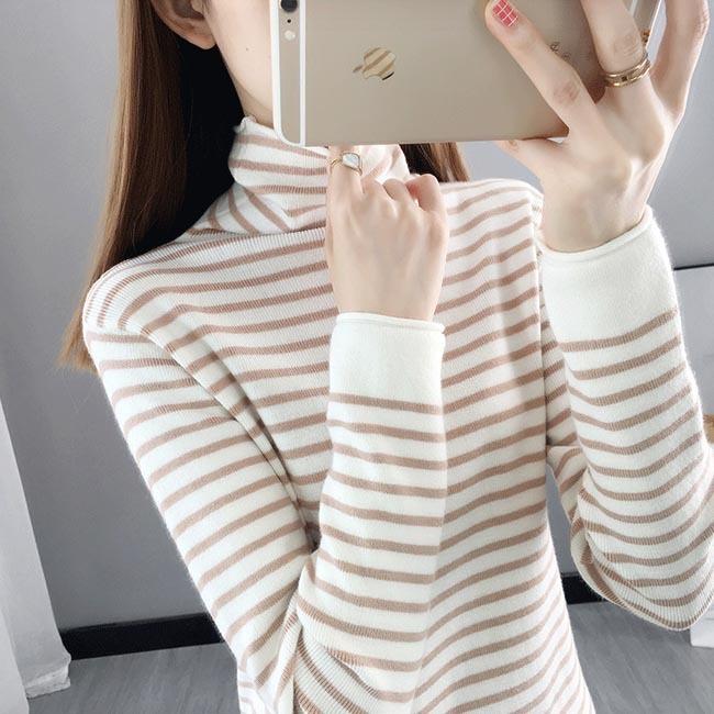 ニットセーター ボーダー柄 レディース セーター ハイネック インナーウェア ニット インナー スリムセーター 肌着 タートルネック きめ細かい プレゼント