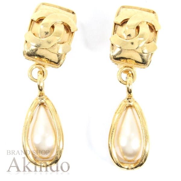 シャネル スイング イヤリング ココマーク パール ヴィンテージ 95’ イヤリング フェイクパール GP ゴールド レディース 美品 CHANEL