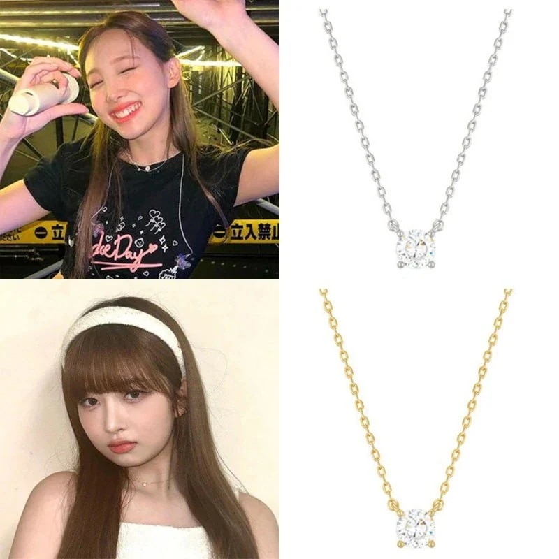 【IVE レイ TWICE ナヨン 着用】4prong cubic necklace 韓国 可愛い ビジュー キラキラ アクセサリー おしゃれ メンズ 大人可愛い