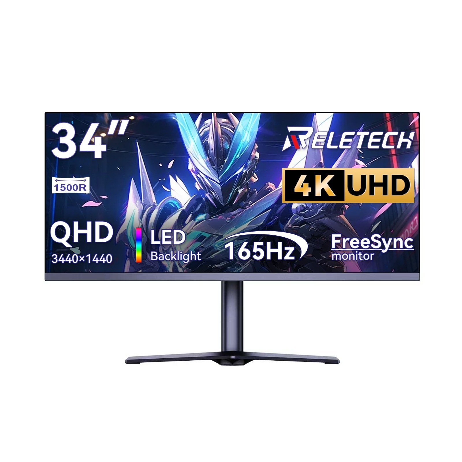34インチ ウルトラワイド ゲーミングモニター 3440×1440 UWQHD 165Hz 曲面1500R FreeSync HDMI2.0 DP1.4 高コントラスト4000:1