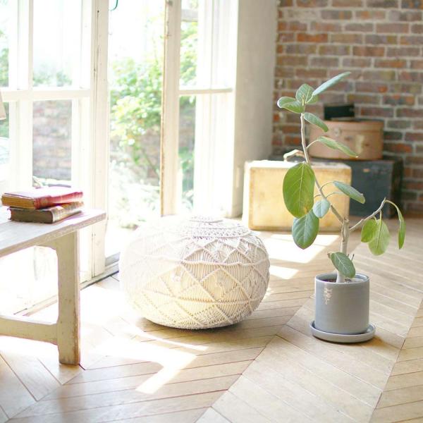 プフ オットマン 丸 プーフ おしゃれ マクラメ編 ニット クッション 50ｃｍ モロッコ雑貨 POUF 椅子