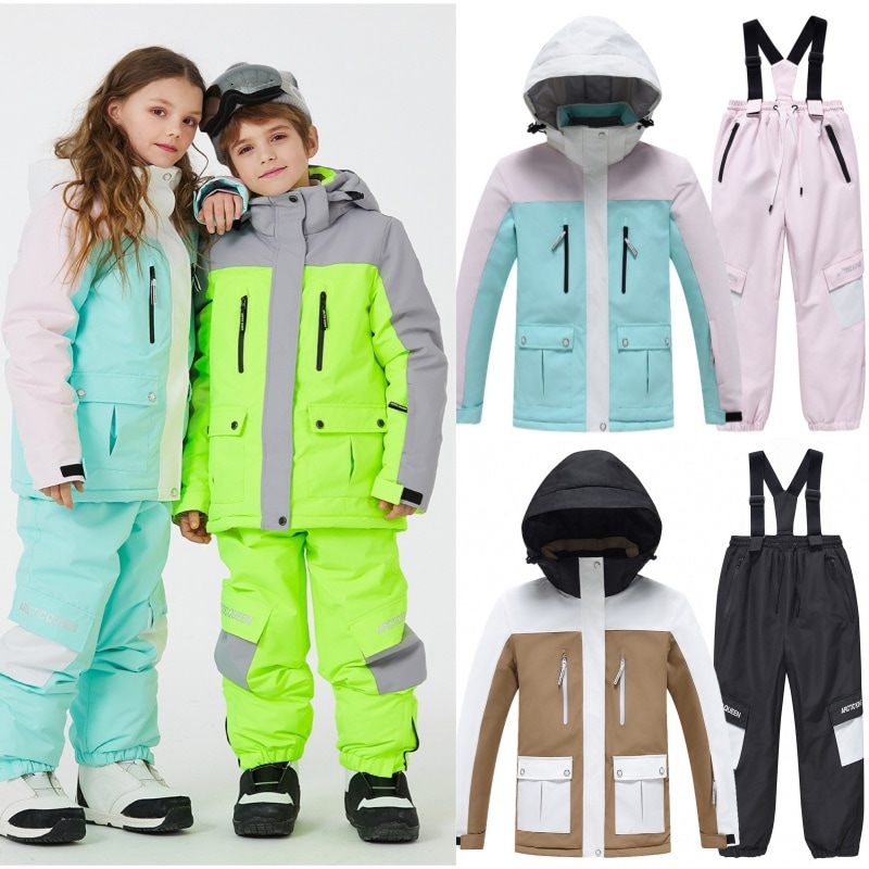 [3日内急速出荷]子供 スノーボード ウェア キッズ スキー ウェア スノーパンツ スノーボードウェア 上下セット 撥水 防風 保温 雪遊び 男女兼用