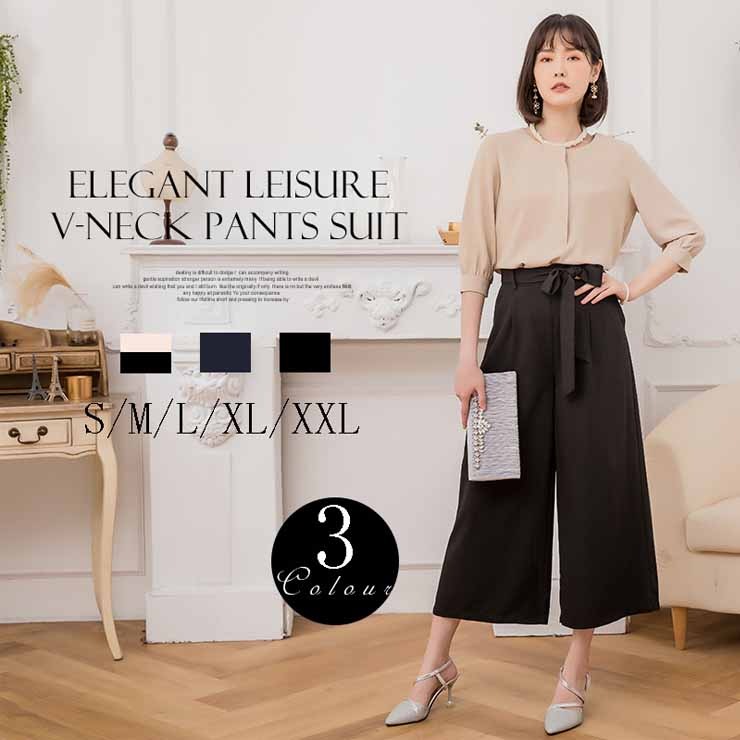 ラウンドネックトップス×ワイドパンツ パーティードレス 結婚式 ワンピース フォーマル 披露宴 卒業式 入学式 発表会 二次会 20代 30代 40代 大人