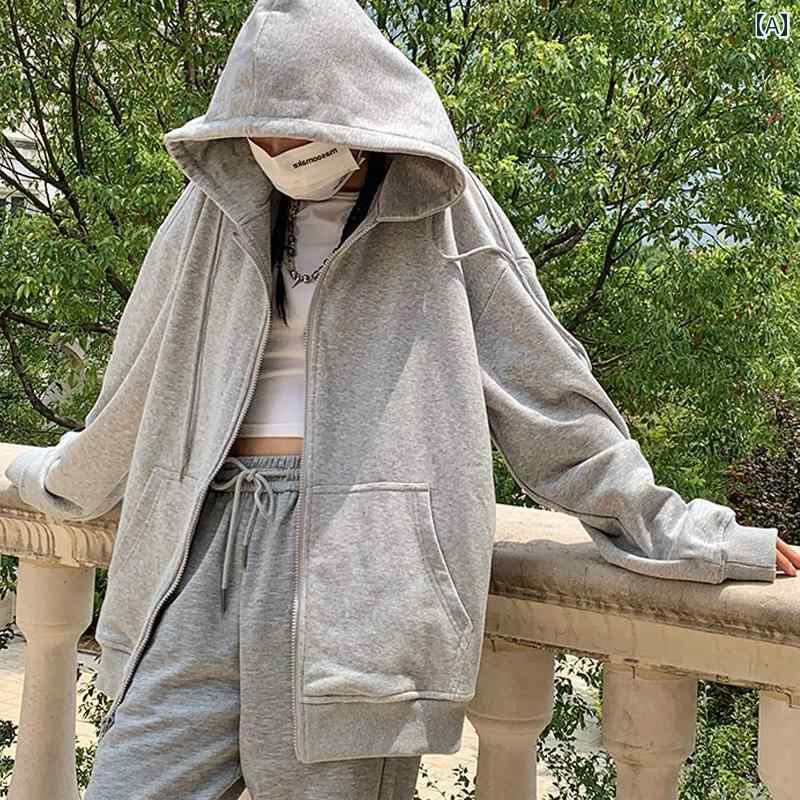 レディース ファッション おしゃれ 年 秋冬 フードスウェット シャツ ジッパー パーカー 軽量 涼しい 涼しい グレー 春秋 薄手 涼しい 涼しい カーディガンジャケット