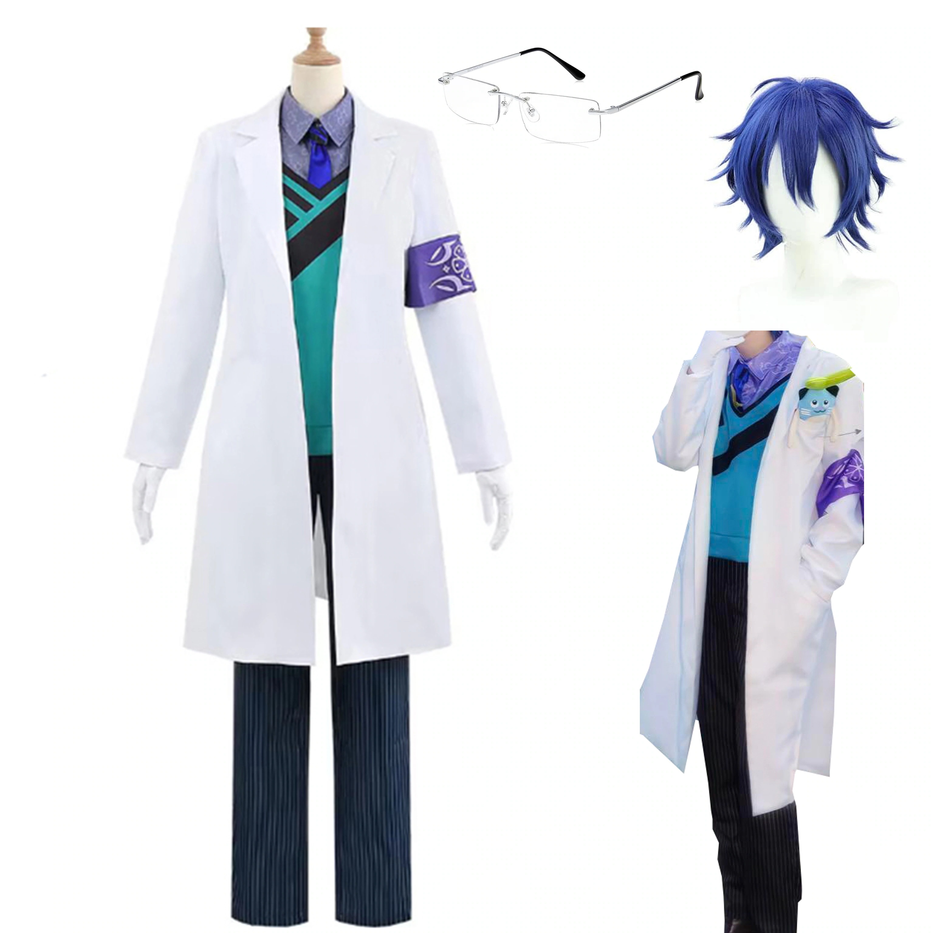【全シリーズ発売中】 【値引き中】ウィッグ コスプレ衣装＋手袋＋メガネ付き 舞台服 ハロウィン 衣装 コスプレ 撮影 コスプレ衣装 Vincent leos レオス・ヴィンセント にじさんじ