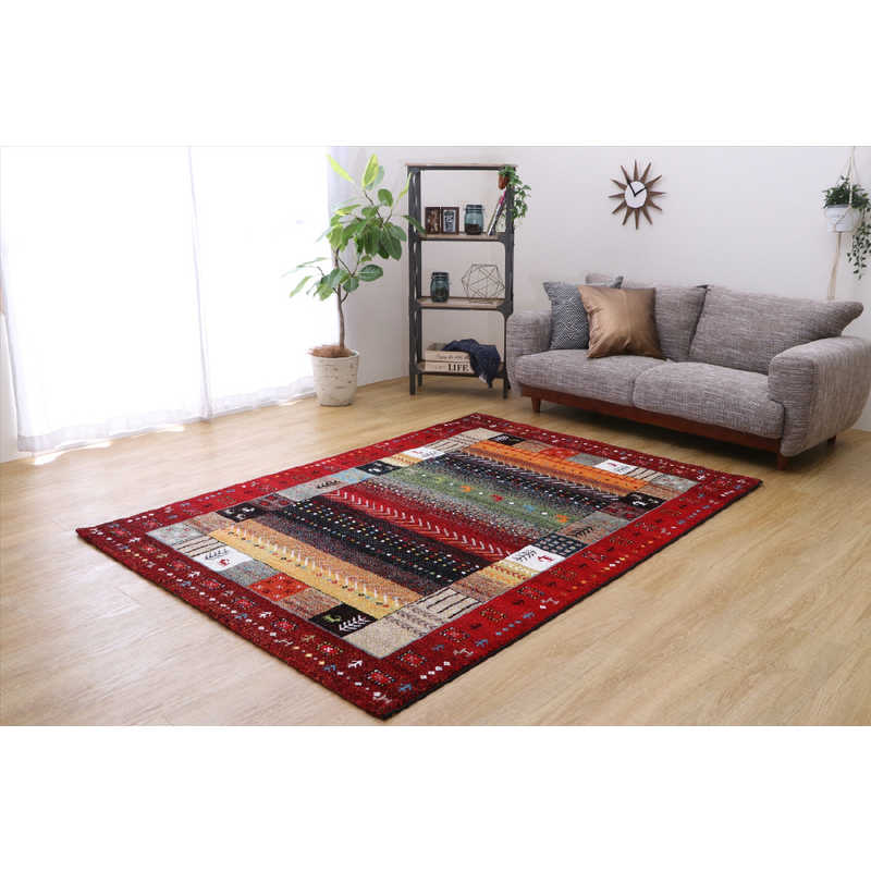 イケヒコ　ウィルトンラグ イビザ (約133×190cm/レッド)