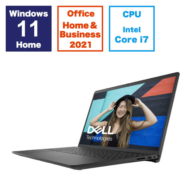 DELL　デル　ノートパソコン ［15.6型 /Windows11 Home /intel Core i7 /メモリ：16GB /SSD：512GB］ カーボンブラック　NI375-EHHBBC