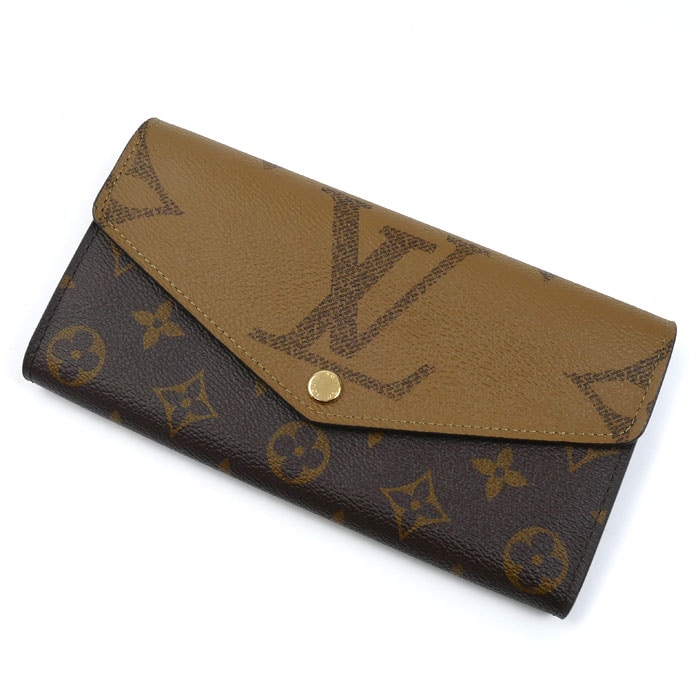 LOUIS VUITTON ルイ・ヴィトン ポルトフォイユ・サラ 長財布 モノグラム・ジャイアント リバース ブラウン M80726 IC レディース 中古 美品