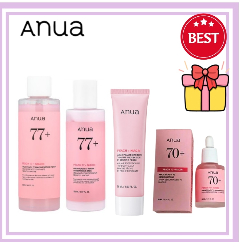 [メガ割 セット] 桃 トーンアップ4step (化粧水+美容液+乳液+プロテクション) UV下地 血色感・透明感・いきいき 韓国コスメ　しわ 色素沈着　ナイアシン　セラム　基礎化粧品 脂性肌 混合肌