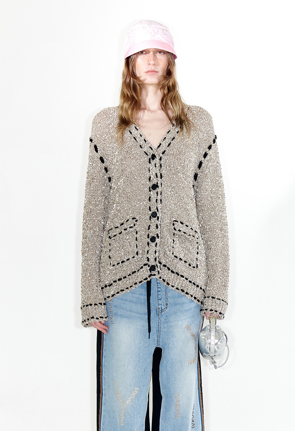 【OPEN Yy】 TWEED STITCH CARDIGAN : BEIGE 20,448円