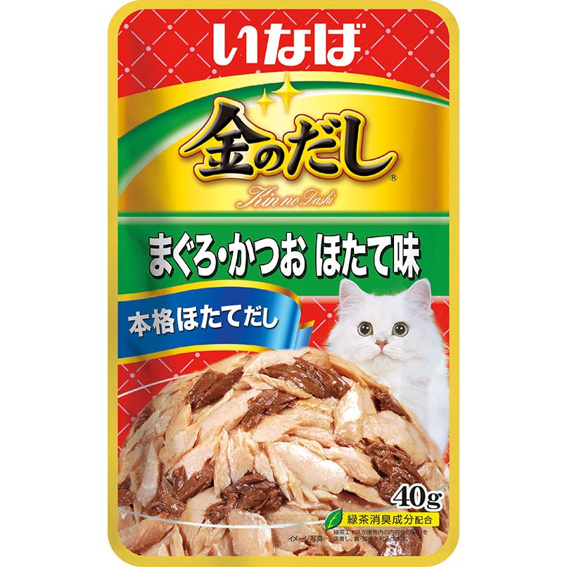 （まとめ買い）金のだしパウチ まぐろ/かつお ほたて 40g 猫用フード [x48]