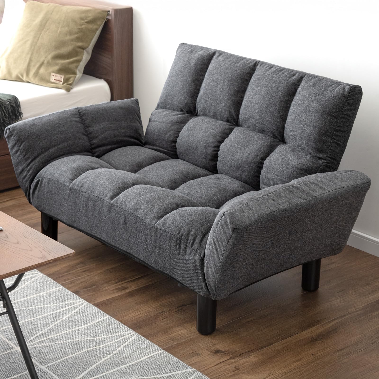 ソファー 2人掛け リクライニング ひじ掛け ローソファ フロアソファ コンパクト ファブリック ソファ 15210055(101321)