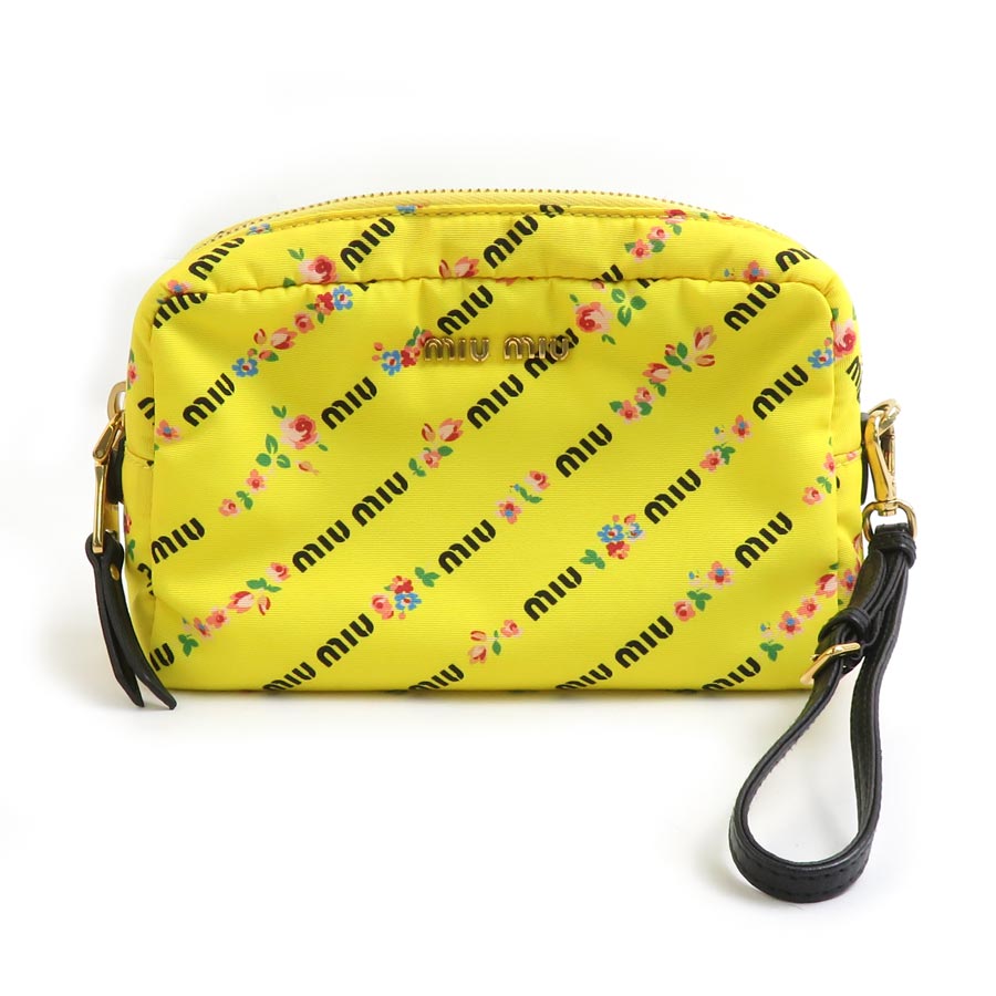 ミュウミュウ MIUMIU ポーチ ナイロン イエロー系 レディース 5NE458 56133g