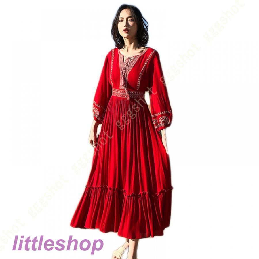 数量限定 ワンピース レディース 春 夏 秋 冬 エスニックワンピース 綿とリネン ロングシャツ シンプル リゾート スカート 体型カバー 着痩せ フォーマル ドレス