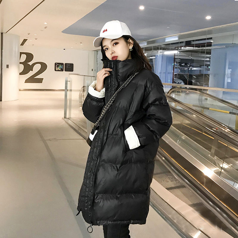 綿衣女子学生韓版ゆとり2020冬の新型のパン服ネットの赤い中に長い綿の上着と明るい面の綿の上着