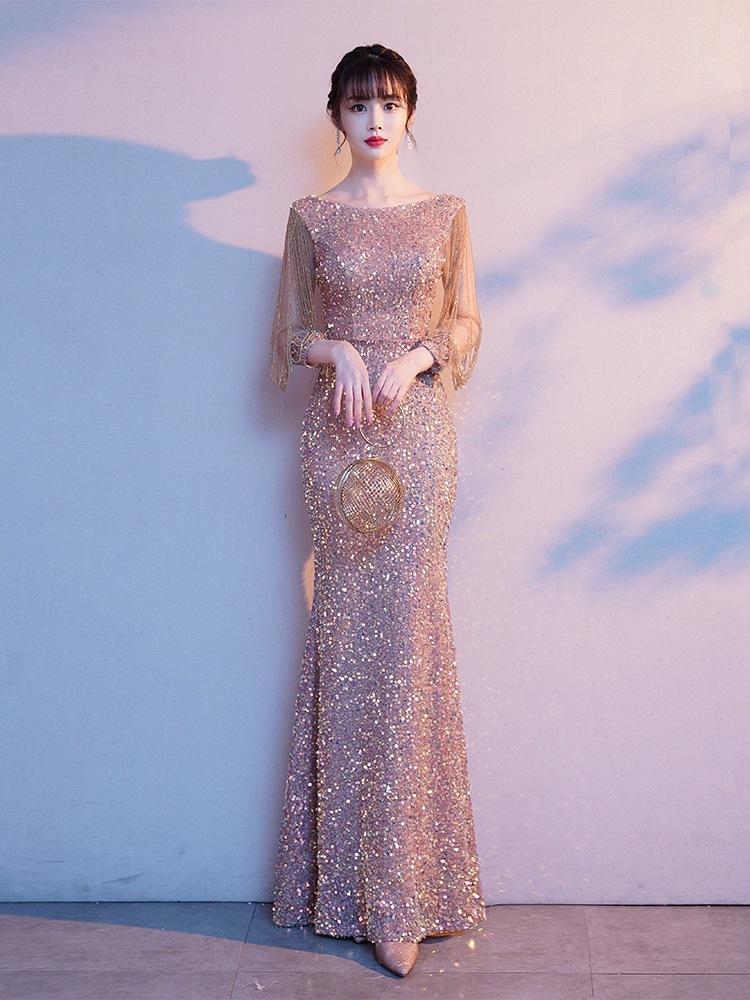 女性のためのイブニングドレス 2024 スパンコールフィッシュテールトースティングスーツハイエンドホストドレス 5,205円