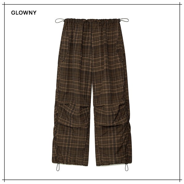 【GLOWNY】 CHECKMATE TRACK PANTS (BROWN) 正規品