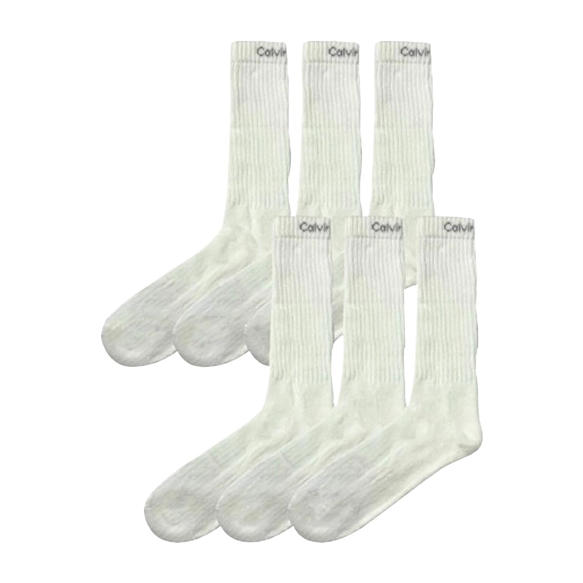 靴下 ソックス クルー 6足セット リブ CKM201CR60 002 メンズ ホワイト