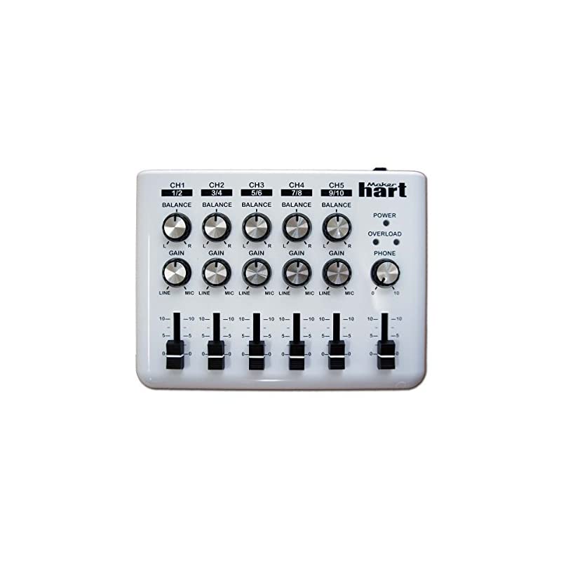 【即納】Maker hart Loop Mixer 5チャンネルステレオ音声ミキサー (シンプル, 白い)