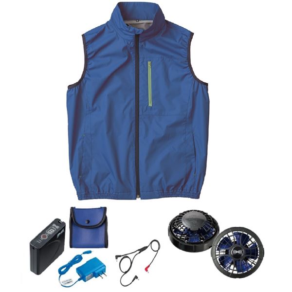 KU92140 空調服 ポリ製 遮熱 立襟 ベスト FAN2400SPBB/LISUPER1 青3L