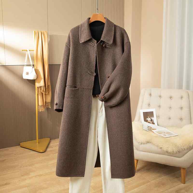 秋服 レディース ファッション オシャレ カワイイ シンプル 大人カワイイ 大きいサイズ コート ロング 韓国スタイル グレー ウール