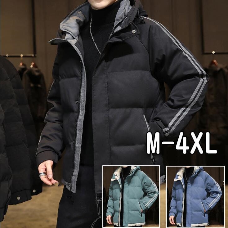 ダウンジャケット 中綿ジャケット メンズ 軽量 フード付き 黒 大きいサイズ フェザー ボリュームネック ハイネック 防寒 冬 秋 暖かい