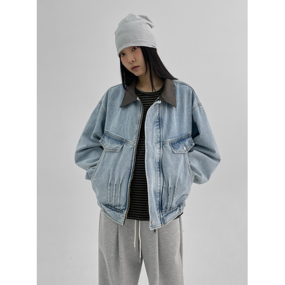 ブラックアップ [ニュースプリング]（ユニセックス）ミントカラーカラーカラーデニムジャケット