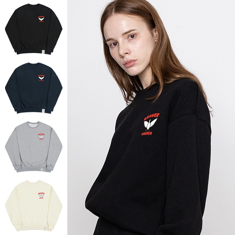 [UNISEX]Small White Duck Wing Smile Sweatshirt_4color