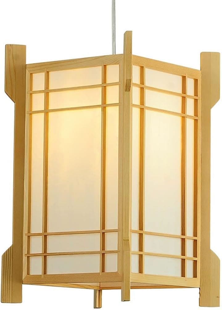 千飾 ペンダントライト ランプシェード 吊り下げ 和風 和風照明 E26 木製 ハンギングランプ レトロ 照明器具 居間 玄関 階段 寝室 廊下