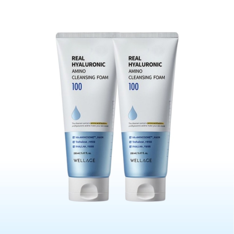 [2本 フォーム クレンジングジャー ヒアルロン酸 韓国 人気] リアル ヒアルロニック アミノ クレンジングフォーム 150mlx2本 肌保湿 弱酸性 マイルド フォームクレンジング 敏感性 低刺激