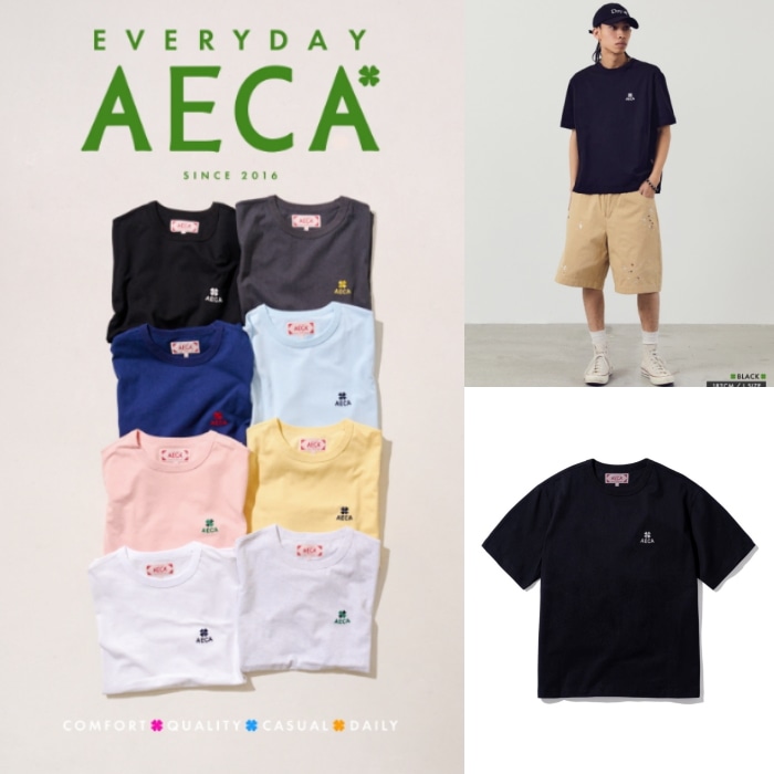【AECA WHITE】 EVERYDAY AECA CLOVER HALF SLEEVE TEE : 8COLORS