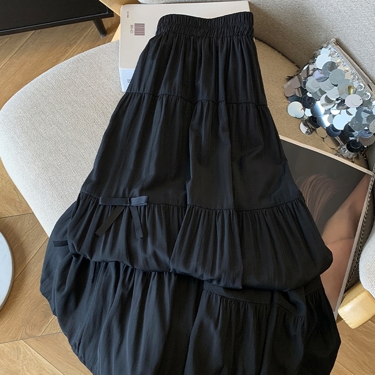 ボトムス スカート ロングスカート フレアスカート ハイウエスト Aライン 揺れる 揺れる リボン 可愛い かわいい 大人可愛い きれいめ シンプル 上品 おしゃれ カジュアル レトロ こなれ感