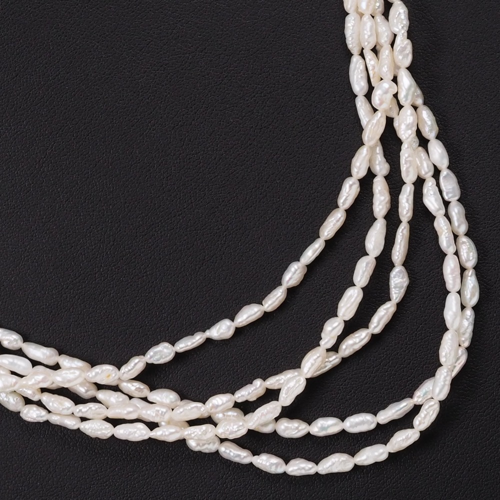 ベビーパール 5連 レイヤード ネックレス 2.0～3.5ｍｍ 真珠 シルバー 約61.1g レディース 中古品 A-ランク