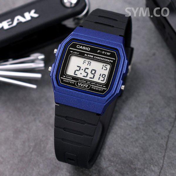 F-91WM-2A 軽量スリム軍人軍用電子スポーツメンズウレタン時計 d