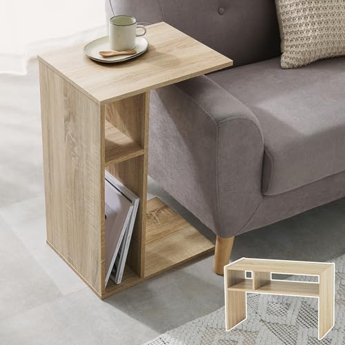 萩原 サイドテーブル 収納付き ベッド横 テーブル 横にしても使える 2WAY仕様 シンプル コンパクト ソファサイド 本棚 幅 40 奥行 30 高さ 60 ナチュラル RT-1119NA