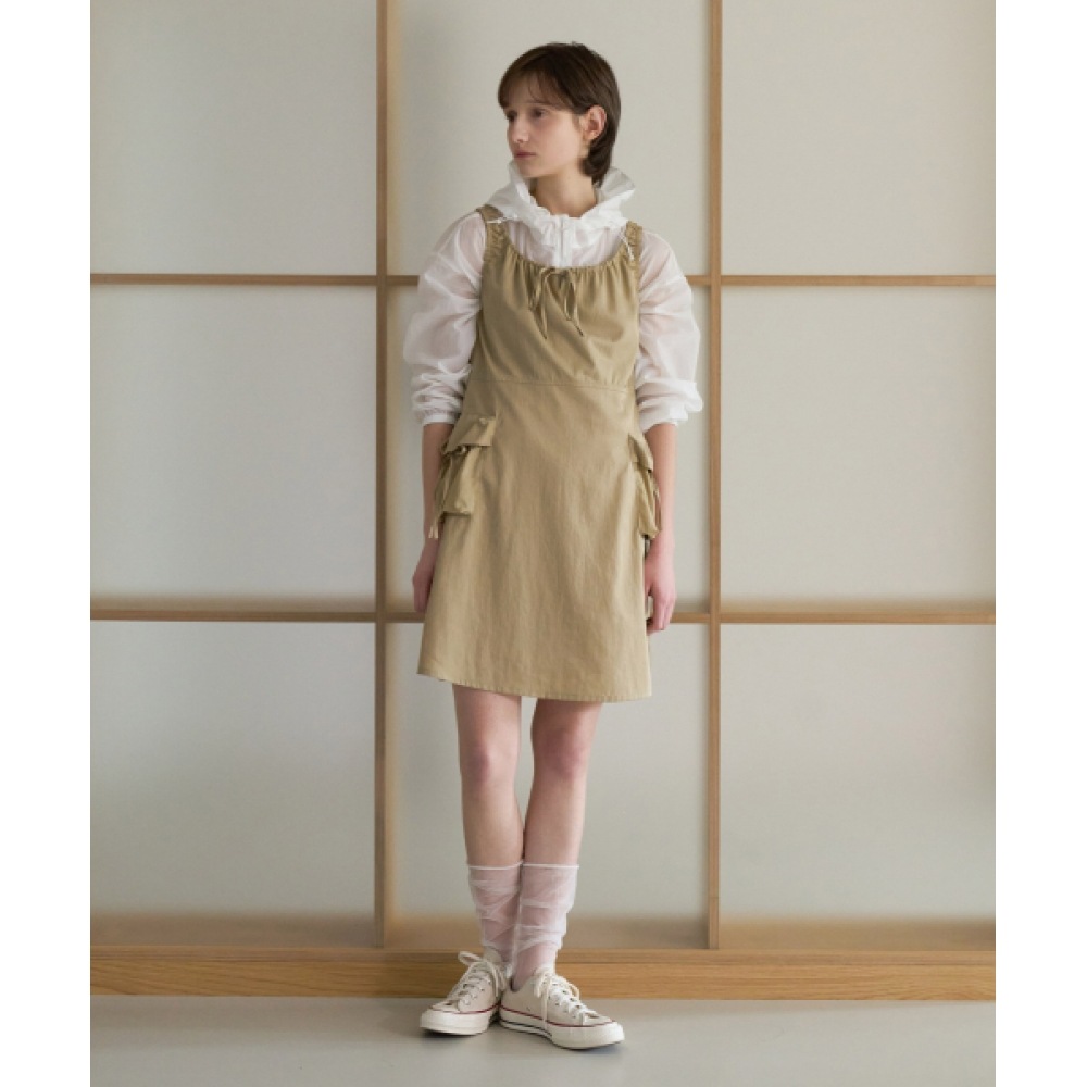 COVERNAT WOMAN シャーリングカ cargo スリーブレスワンピース Beige