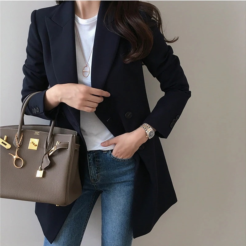 大人気上品テーラードジャケットレディースライトアウター長袖ジャケット通勤オフィスフォーマル春秋冬おしゃれミディアム丈韓国風シンプル大人着痩せ