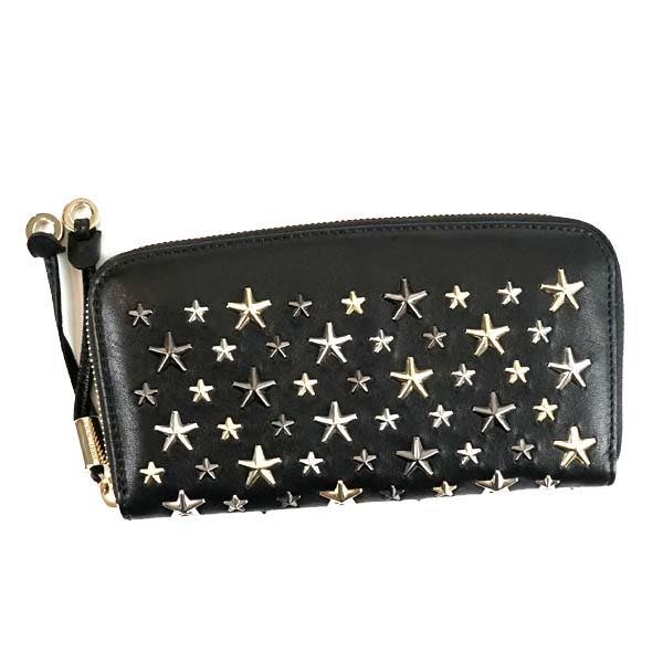 ジミー チュウ Jimmy Choo / LEATHER W/MULTI METAL STARS ラウンド長札入財布 #FILIPA LTR BLACK/METALLIC MIX