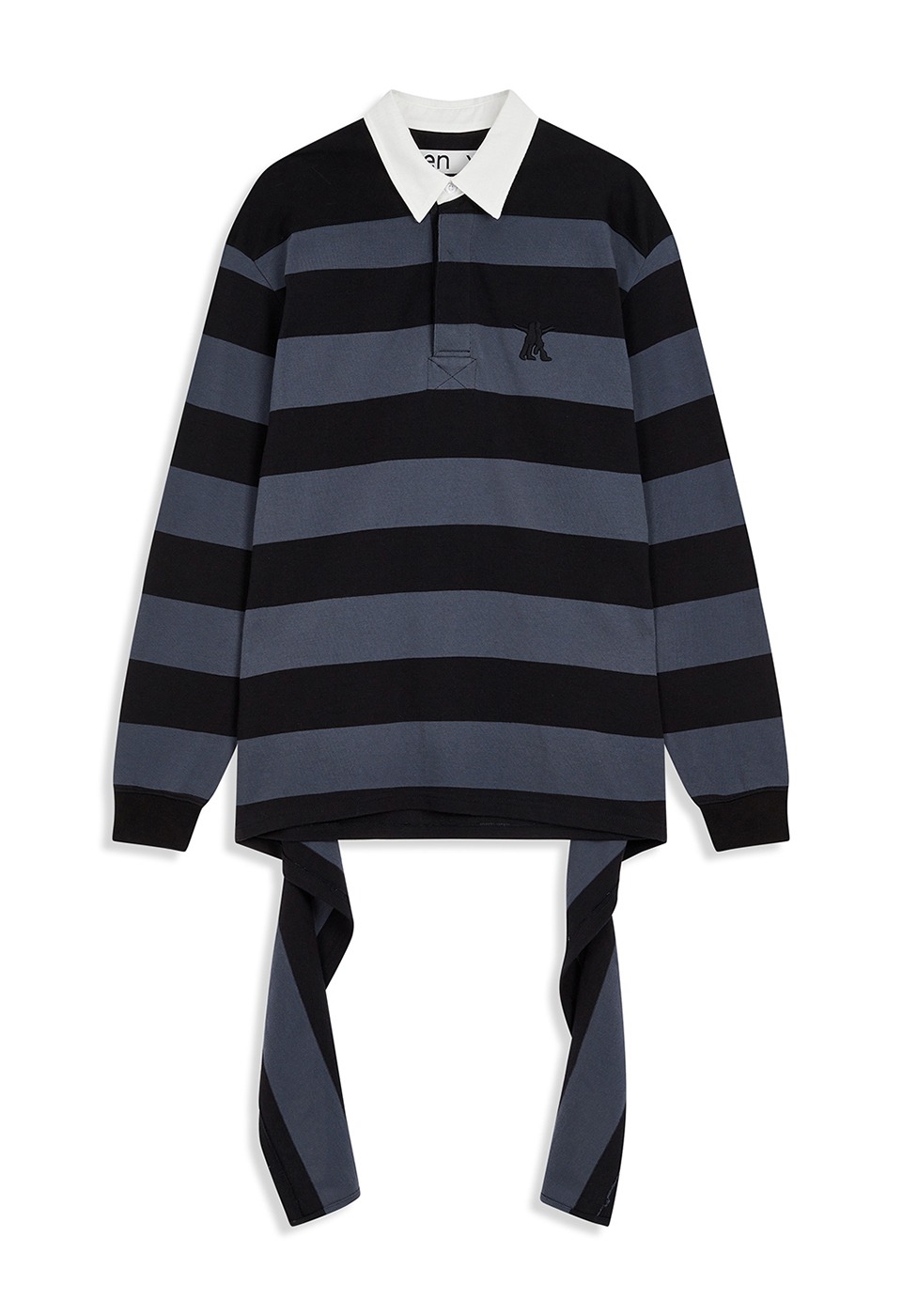 【OPEN Yy】 25FW STRIPE TRIM RUGBY SHIRT : CHARCOAL