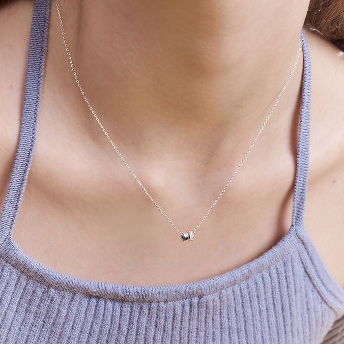 [silver925] heart and cubic ring necklace おしゃれ アイドル愛用ブランド 韓国人気 韓国ファッション