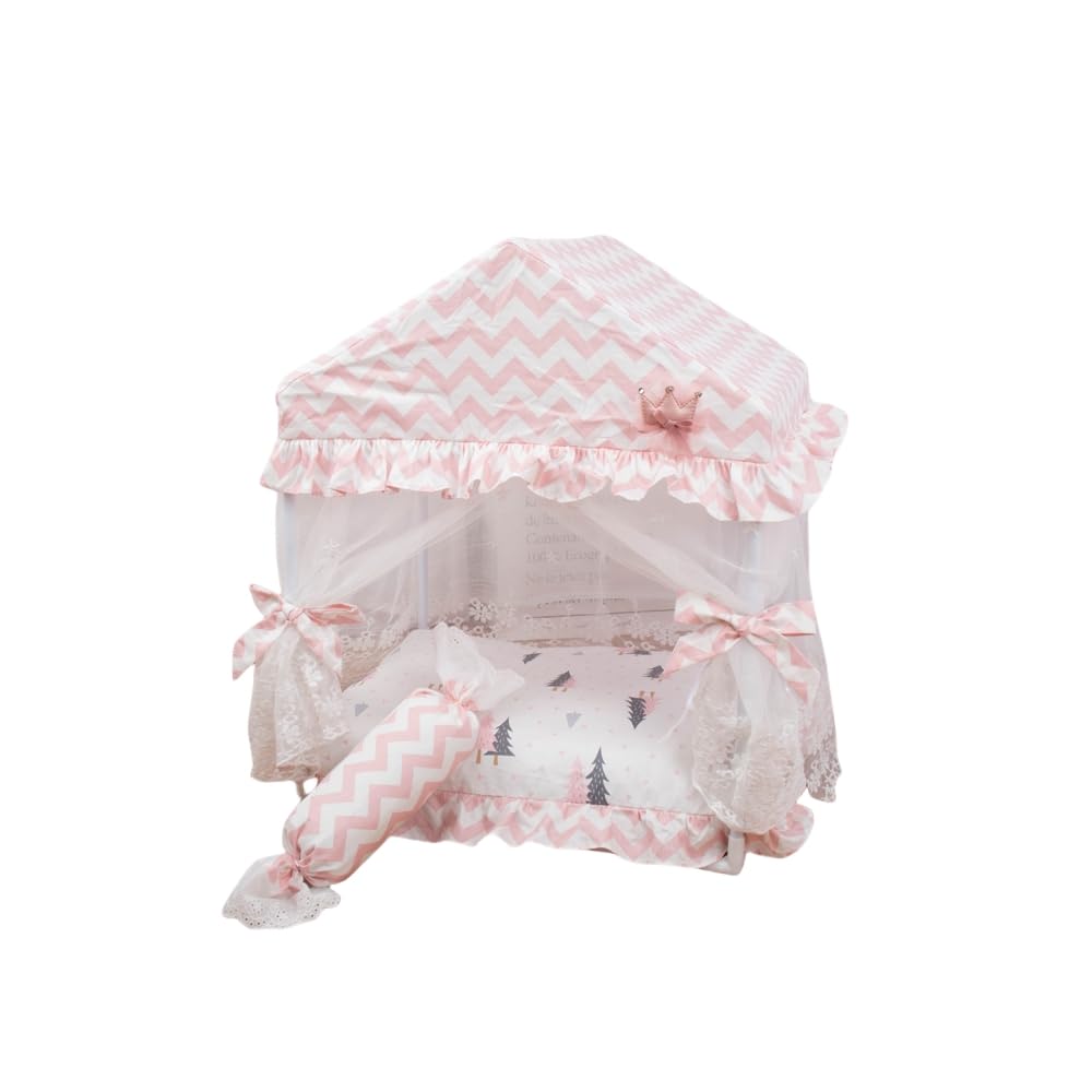 WXQ猫ベッド 猫ハウス ペットベッド ペットテント 高級犬小屋プリンセステント 室内用 ペットベッド 安全 かわいい 暖かい インテリア 寒さ対策 軽量 テント クールコットン ふかふか 柔らか 洗