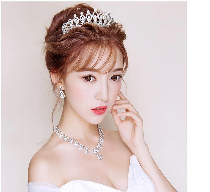 結婚式3点セット ティアラネックレスイヤリング/ピアス ウエディングアクセサリー レディース髪飾り