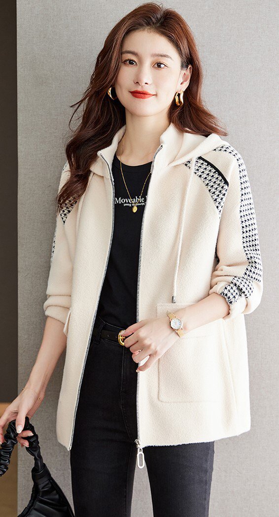 レディース トップス パーカー 羽織 前開き ジップ フード ファスナー ニット かわいい 大人可愛い きれいめ カジュアル おしゃれ 秋 冬 M L XL 2XL 3XL ブラック ベージュ