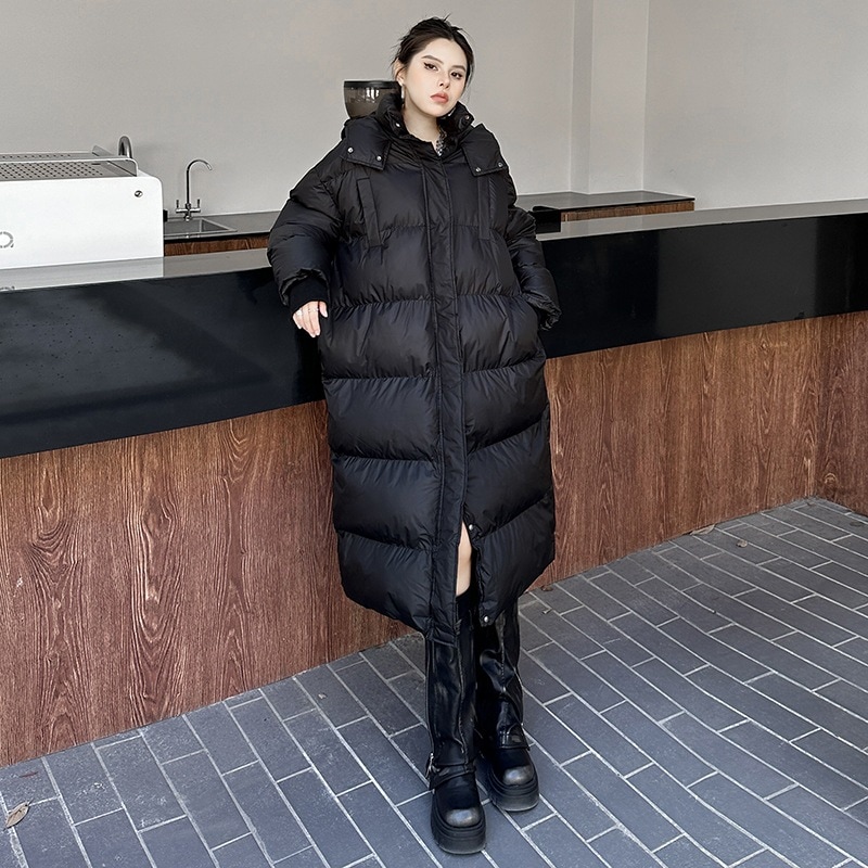 【J.Fashion】 ロングダウンコート フード付き おしゃれ 個性的なデザイン レディース ロングコートアウター メガ割 6,051円