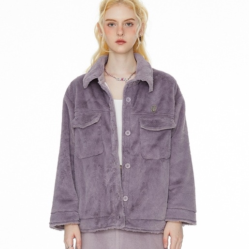 パープル レディース 秋冬 秋 ショルダー ゆったり イミテーション ラビット ファー