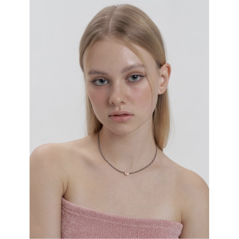 KINDABABY ヘマタイトピンクパールネックレス