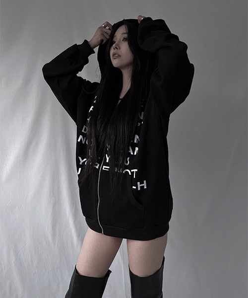 overfit IFU lettering hooded zip-up